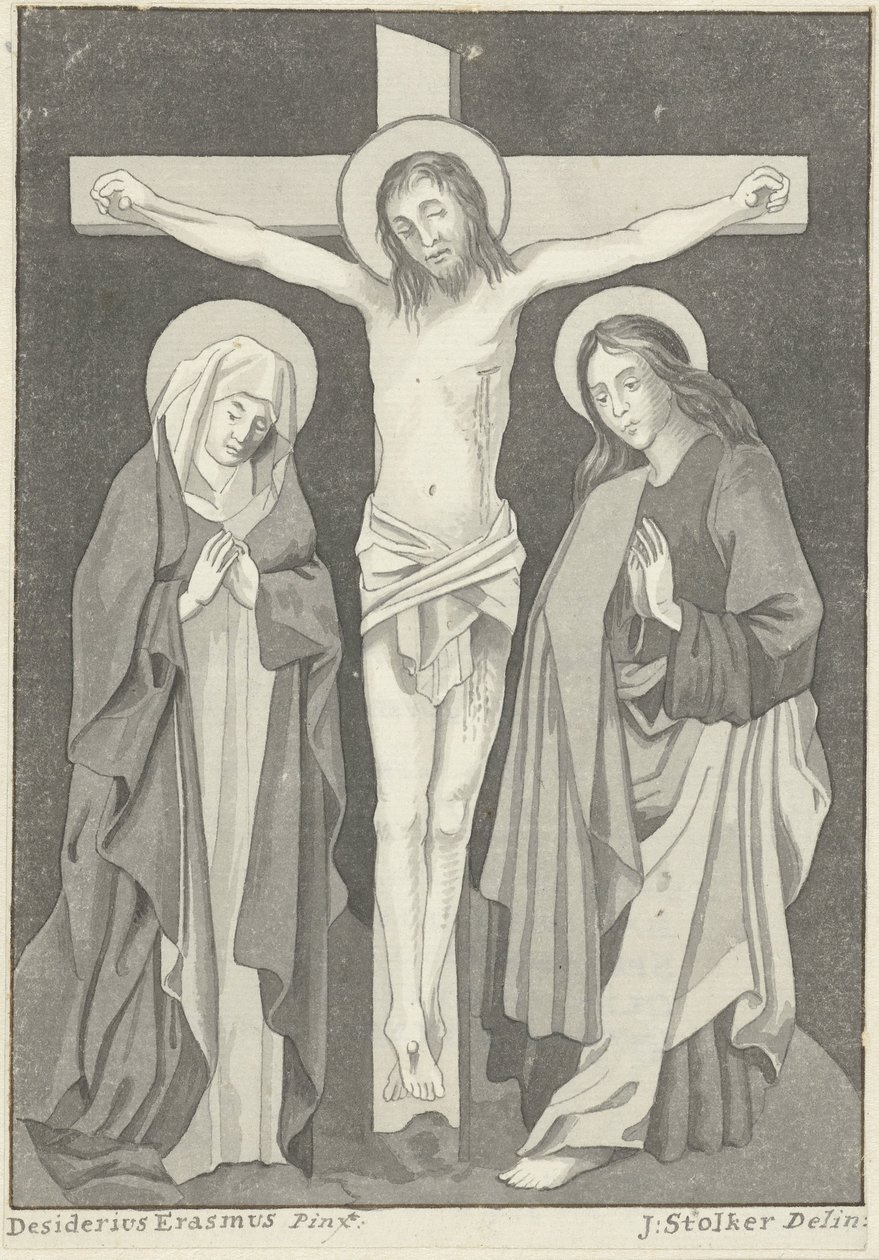 Kristus på korset med Maria og Johannes av Jan Stolker (signed by artist)