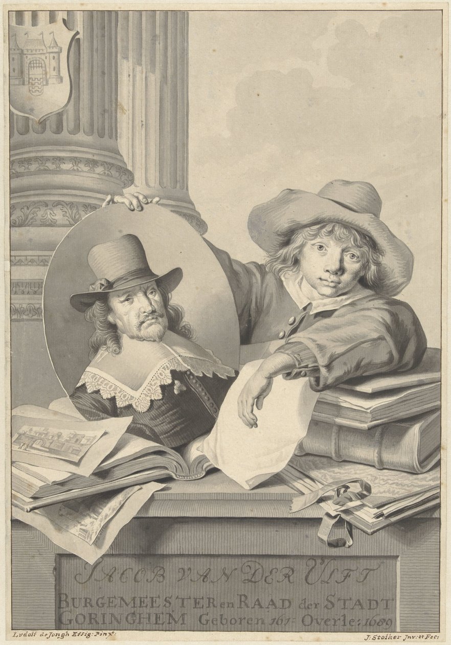 Portrett av Jacob van der Ulft, holdt av en gutt av Jan Stolker