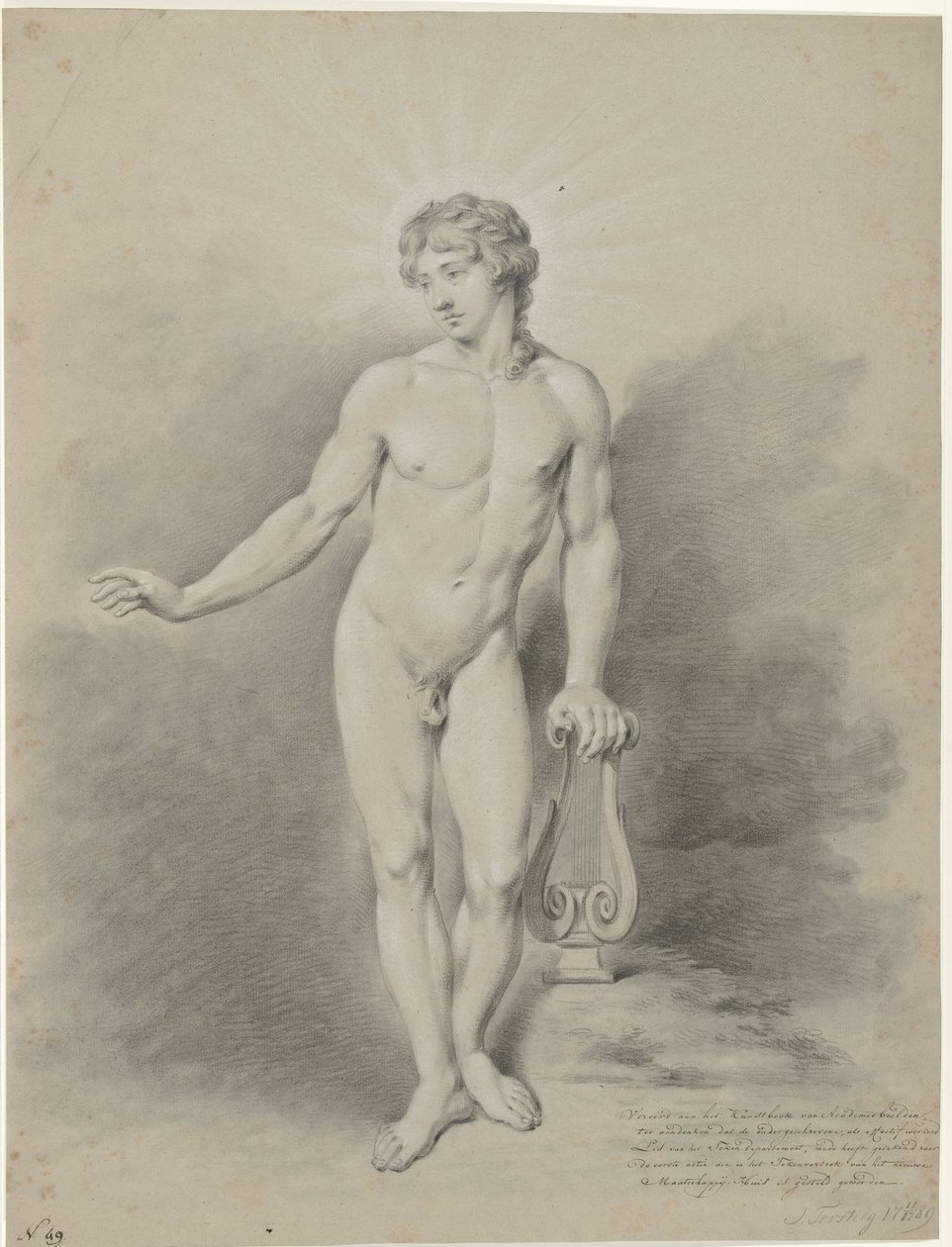 Stående mannlig naken med lyre, som Apollo av Jan Tersteeg