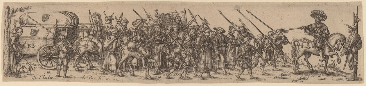 Bagasjetoget med sersjant-majoren av Jan Theodor de Bry after Barthel Beham
