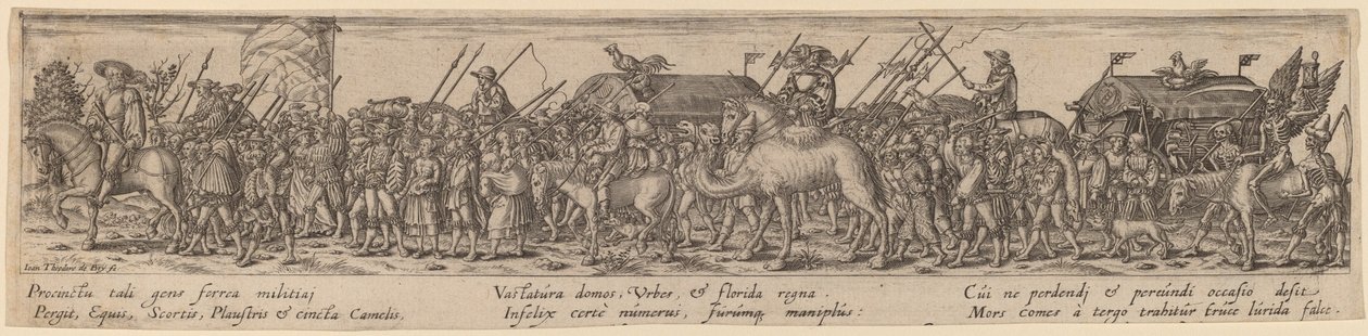 Hærens tog og død av Jan Theodor de Bry after Erhard Schön