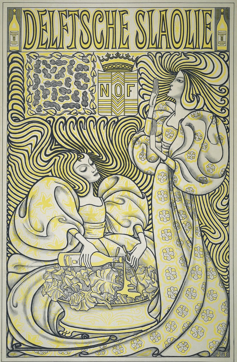 Plakat for Delft Salad Oil, pub.1894 (farge litho) av Jan Toorop