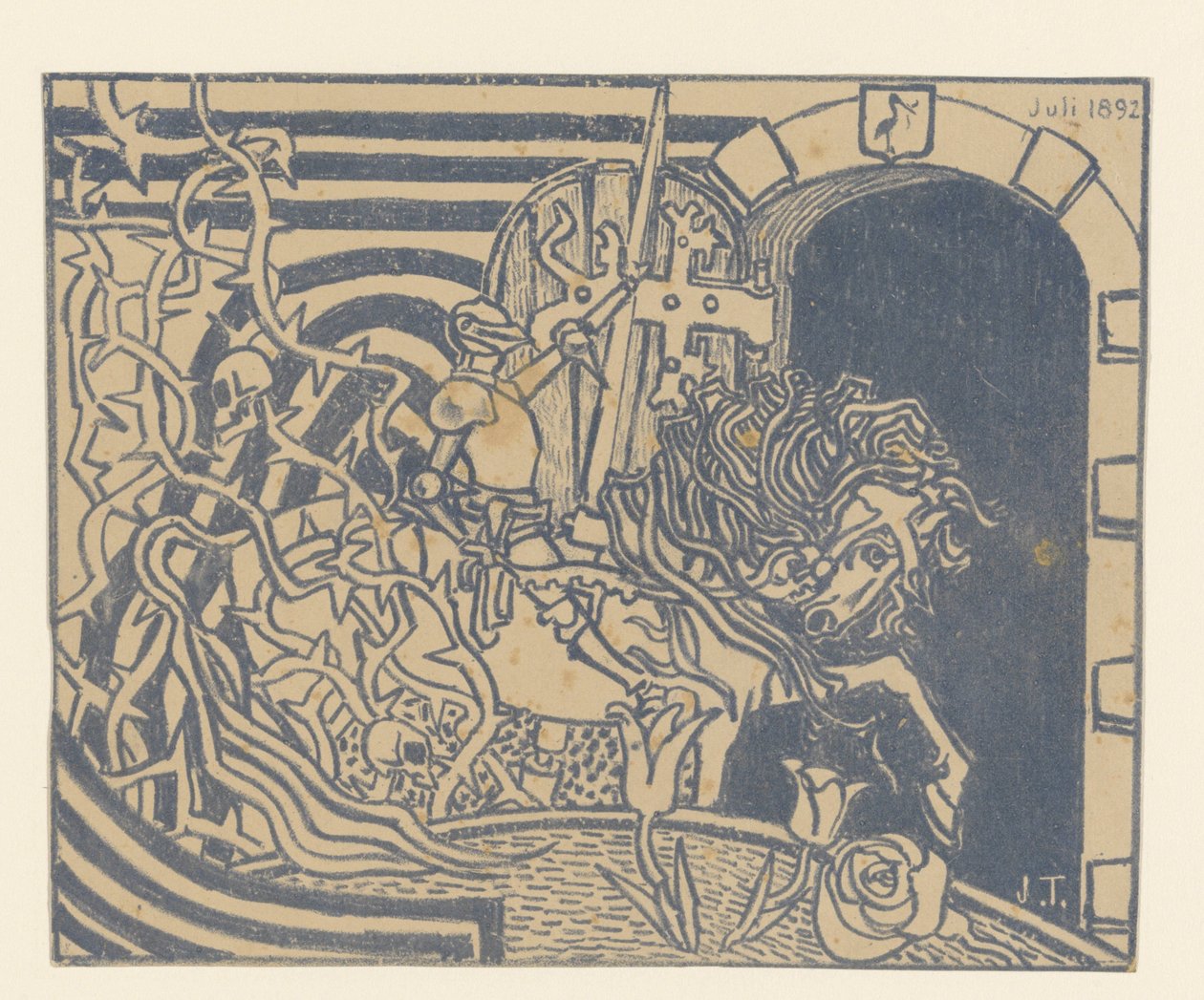 Katalogomslag med ridder til hest av Jan Toorop