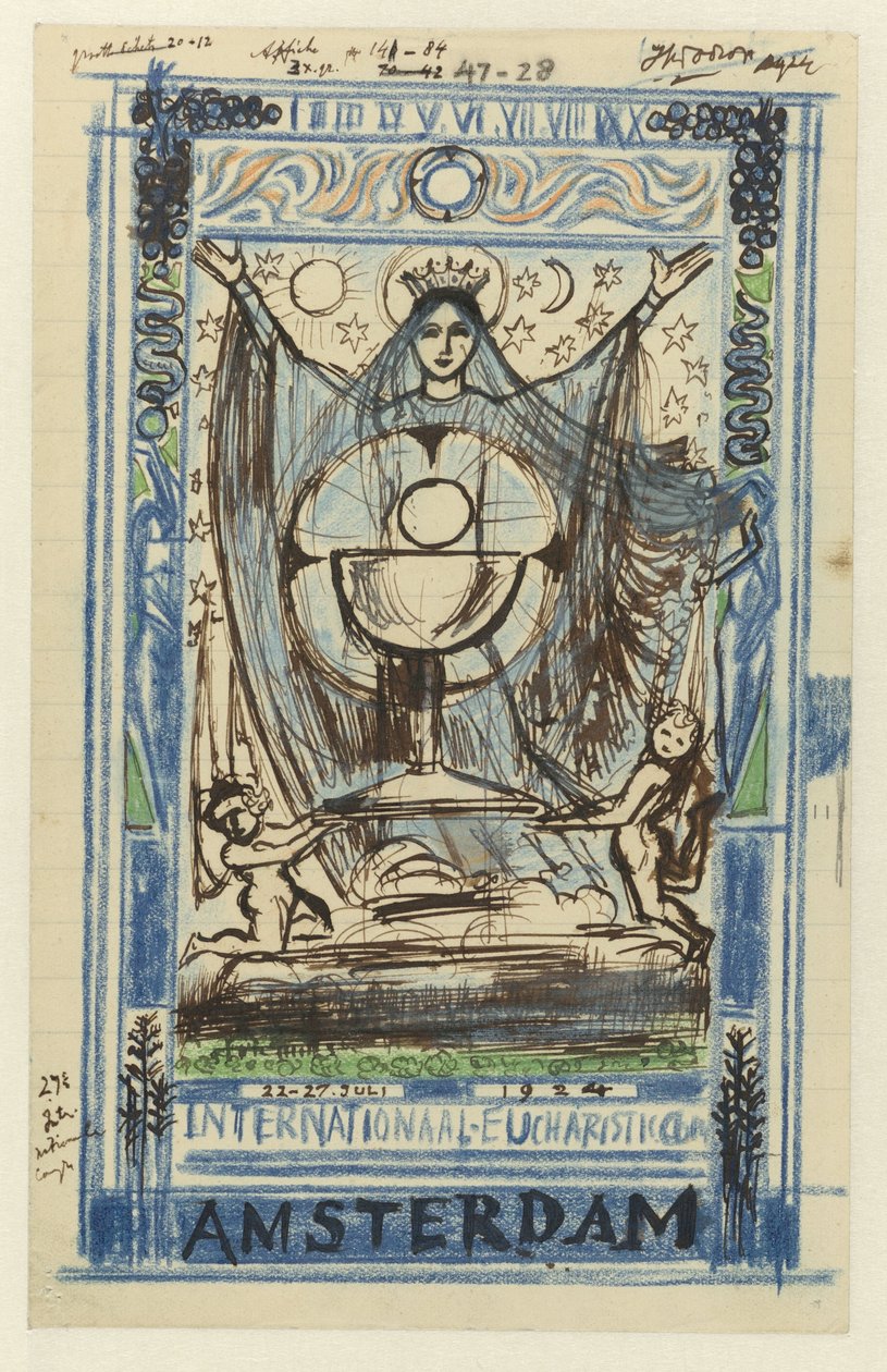 Design for en plakat for den internasjonale eukaristiske kongressen holdt i Amsterdam fra 22. til 27. juli 1924 av Jan Toorop