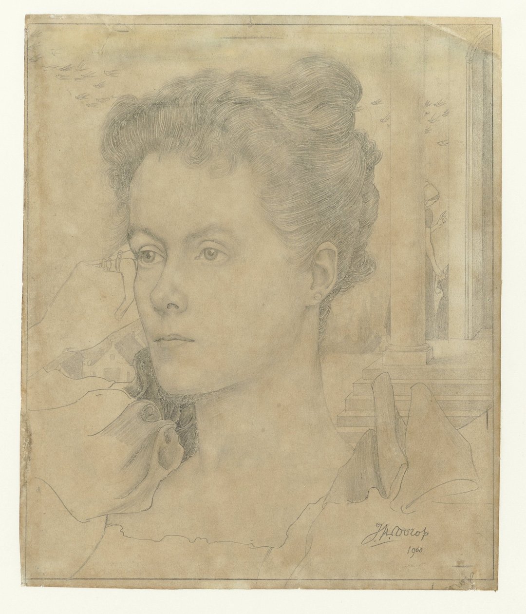Portrett av Jan Toorops kone Annie Hall eller hennes søster Janet Hall av Jan Toorop