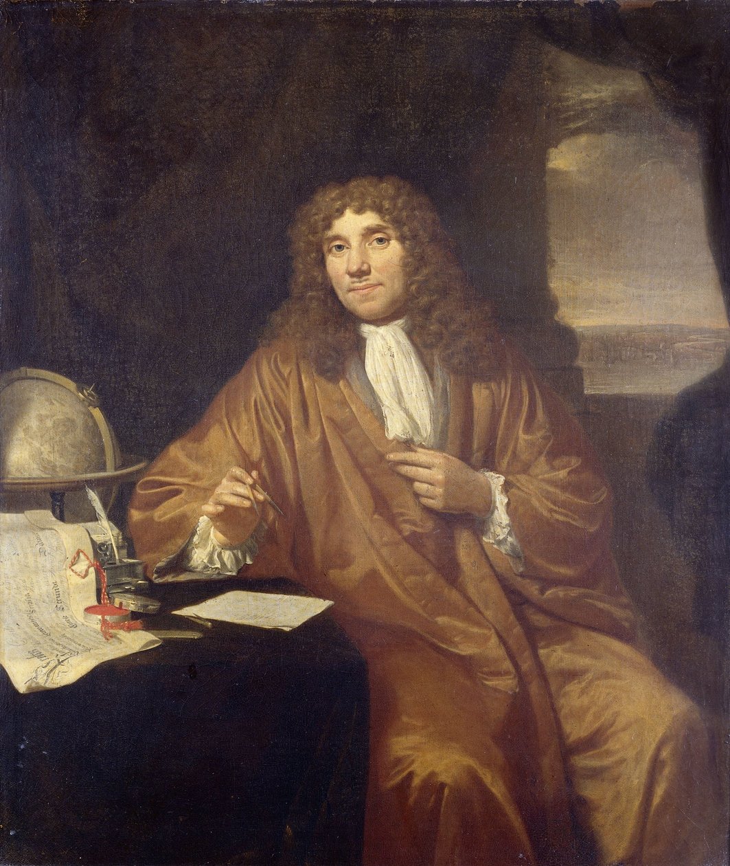 Portrett av Anthonie van Leeuwenhoek, naturfilosof og zoolog i Delft av Jan Verkolje (I)