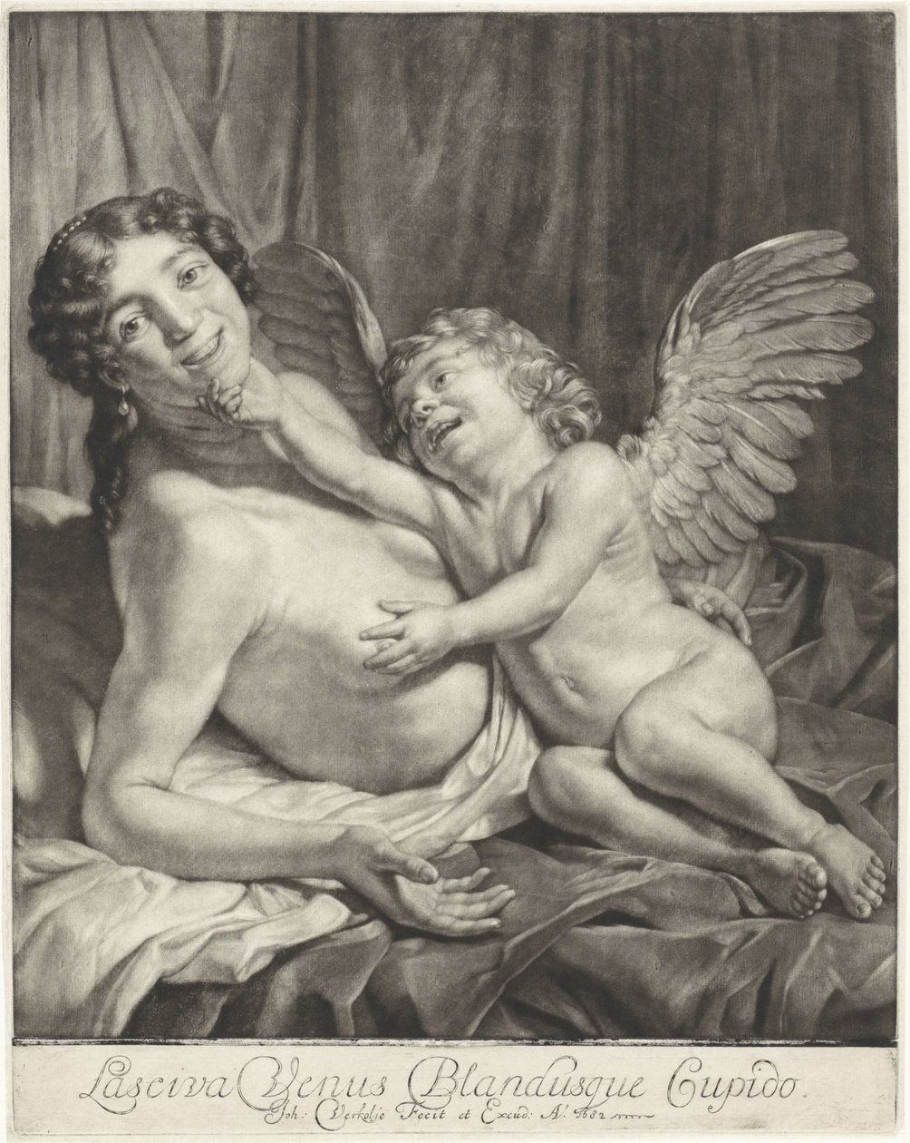 Venus en Amor Lustful Venus og Gentle Cupid (tittel på objekt) av Jan Verkolje (I)