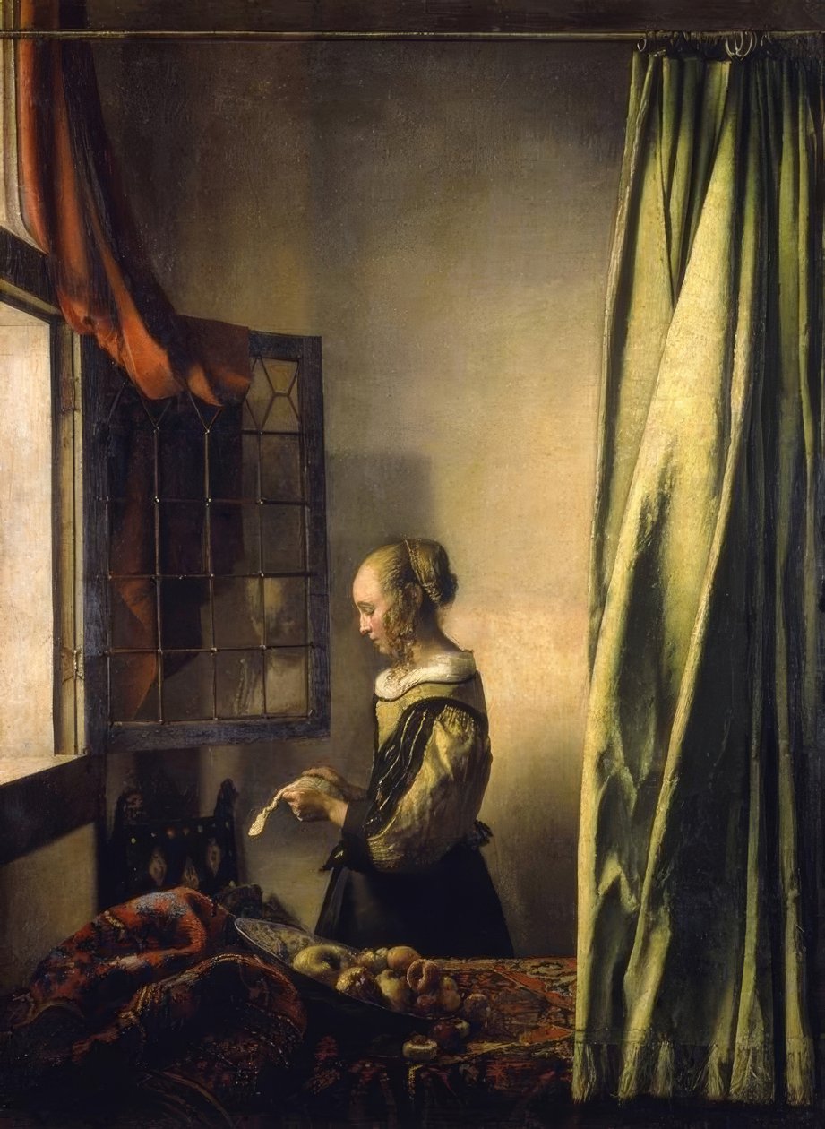 Jente som leser et brev ved det åpne vinduet av Jan Vermeer van Delft