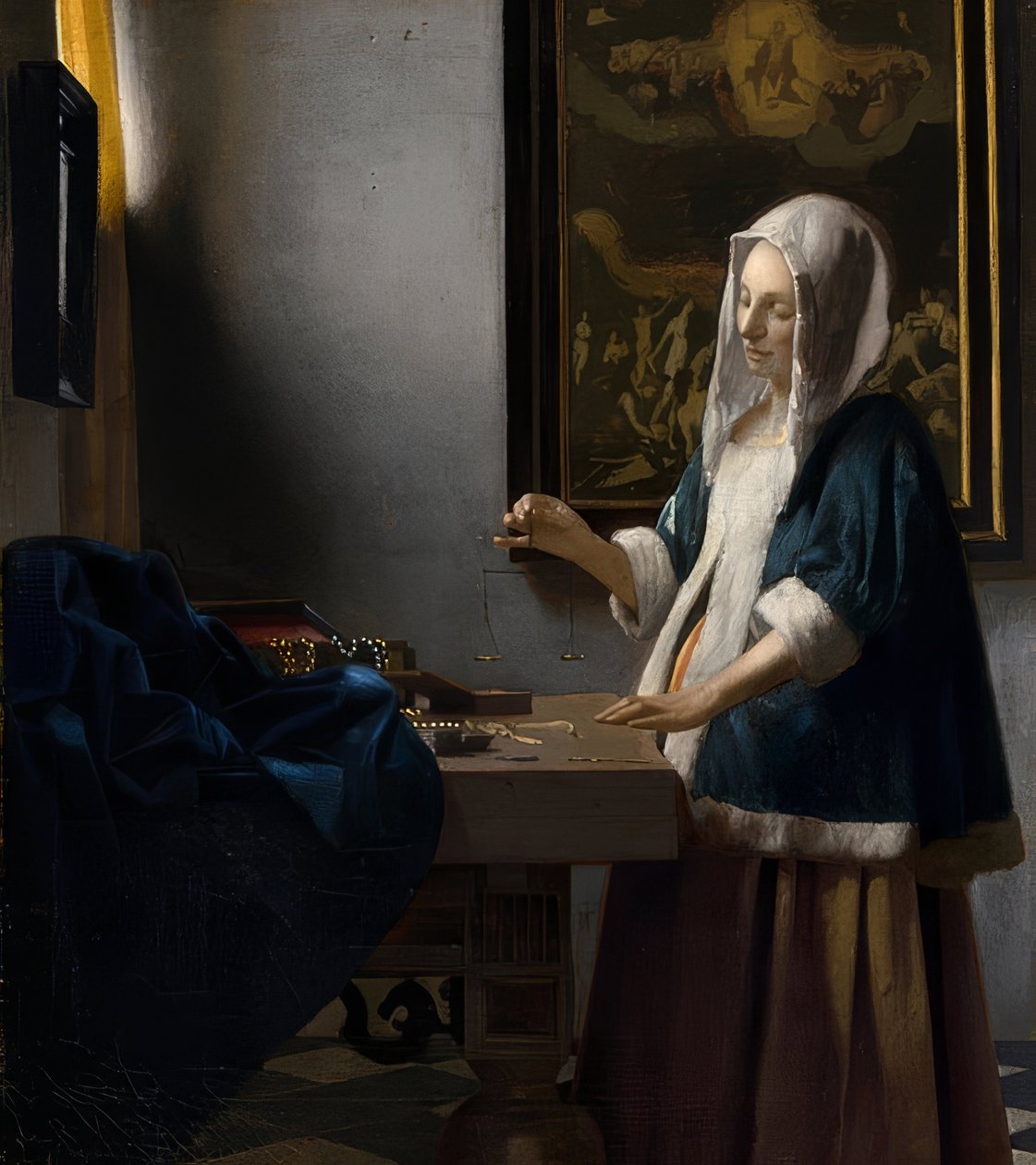 Kvinne med vekt. Rundt 1664 av Jan Vermeer van Delft