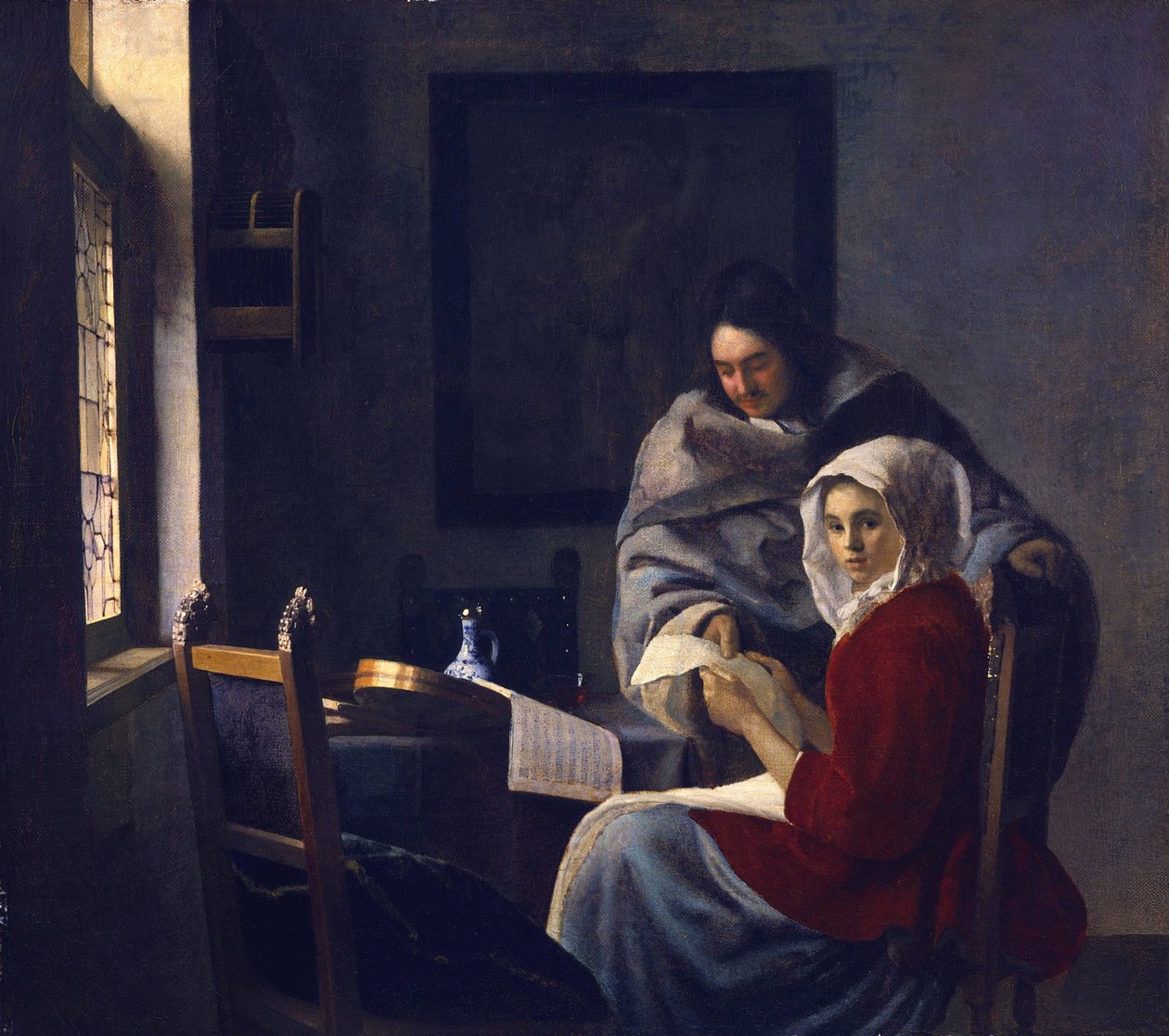 Jenta avbrutt av musikken hennes, ca. 1660 av Jan Vermeer van Delft