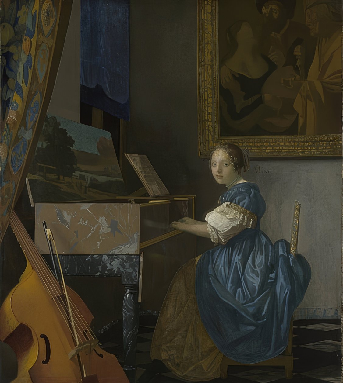 Ung kvinne som sitter hos en jomfru. Rundt 1670-72 av Jan Vermeer van Delft