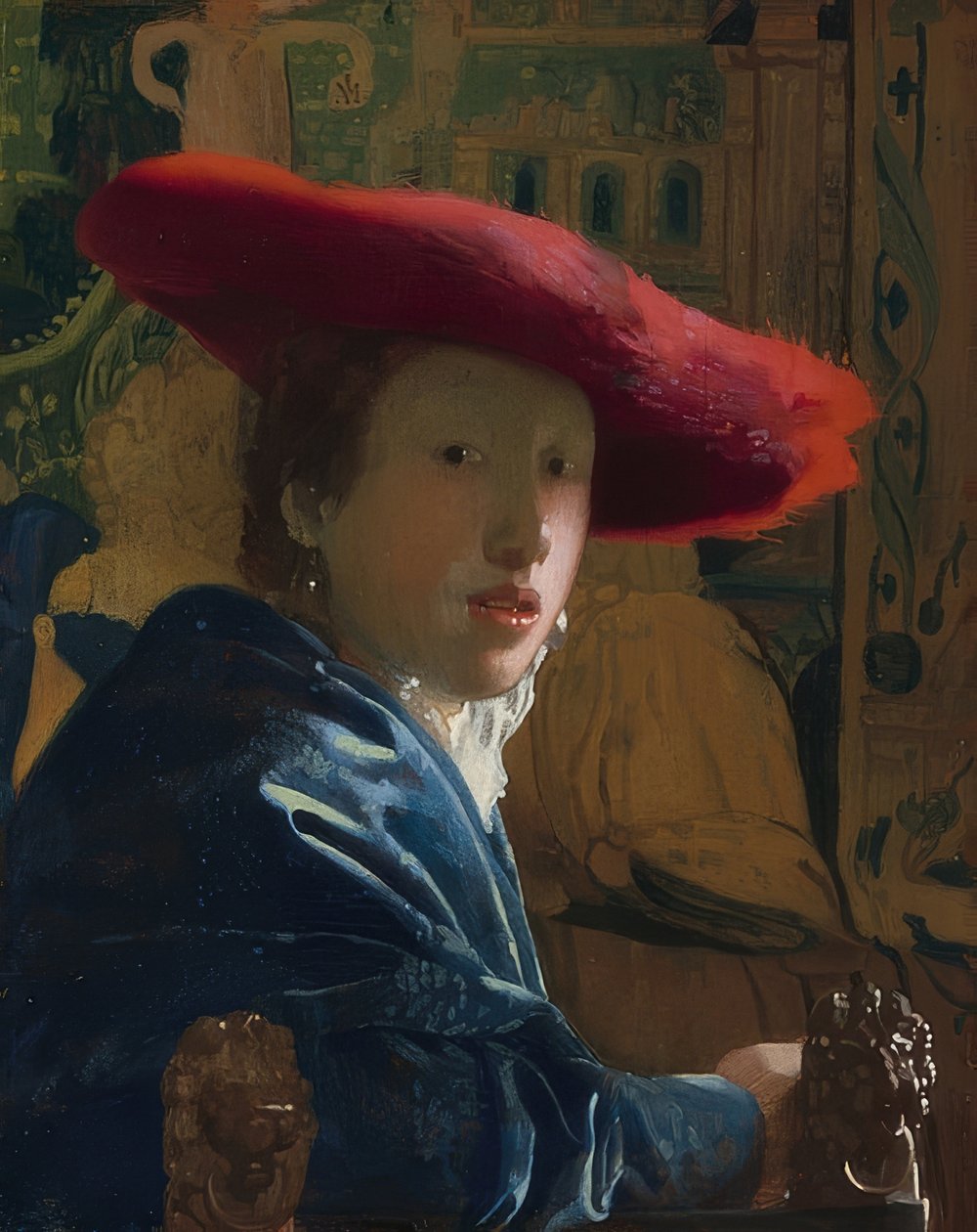 Jente med rød lue. Rundt 1665/66 av Jan Vermeer van Delft