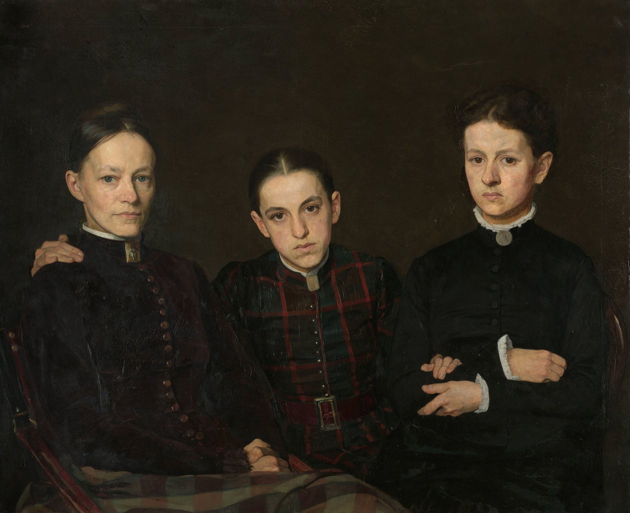 Portrett av Cornelia, Clara og Johanna Veth Cornelia, Clara og Johanna Veth, kunstnerens tre søstre av Jan Veth