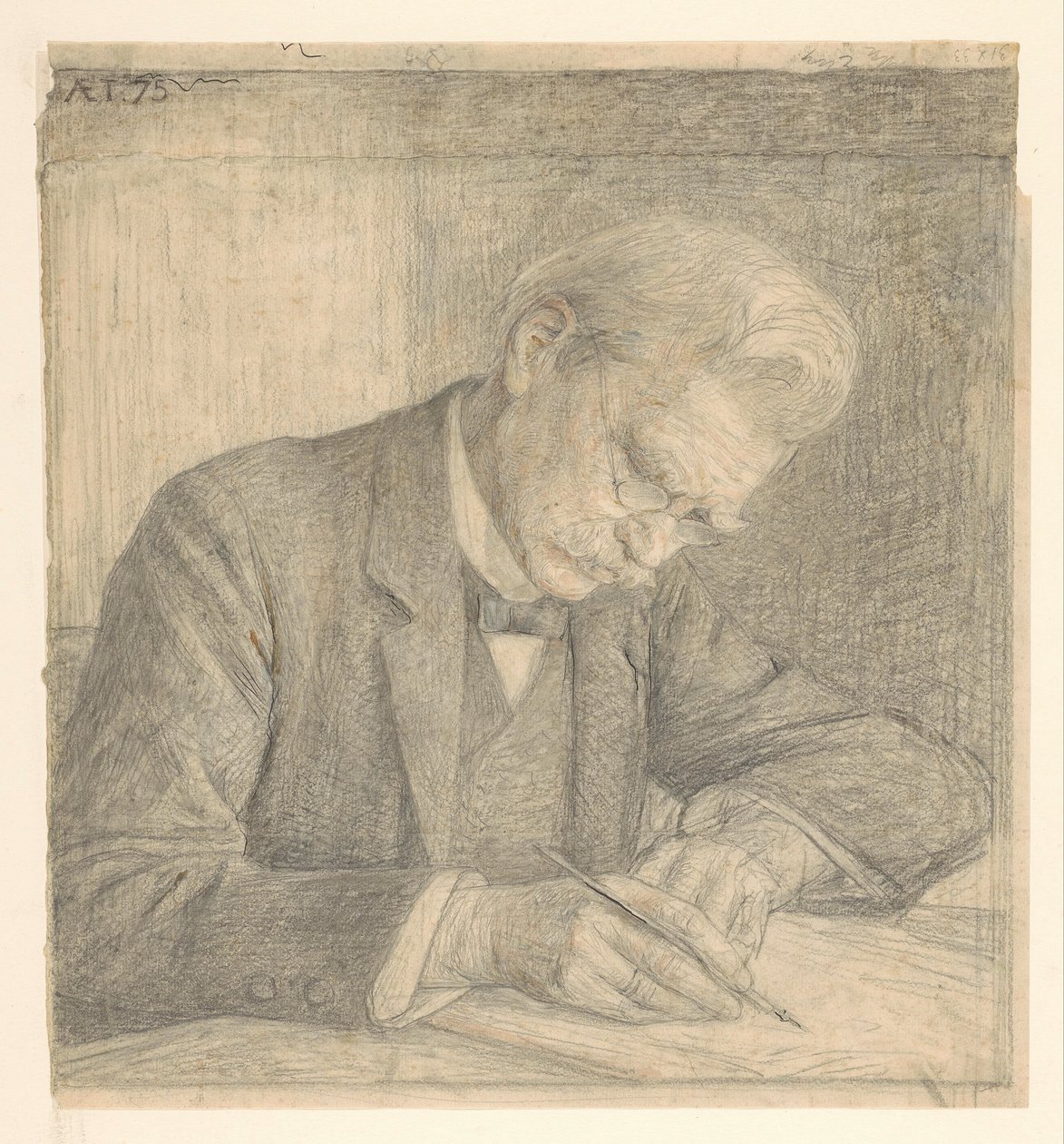 Portrett av J. van der Vegt, skrift av Jan Veth