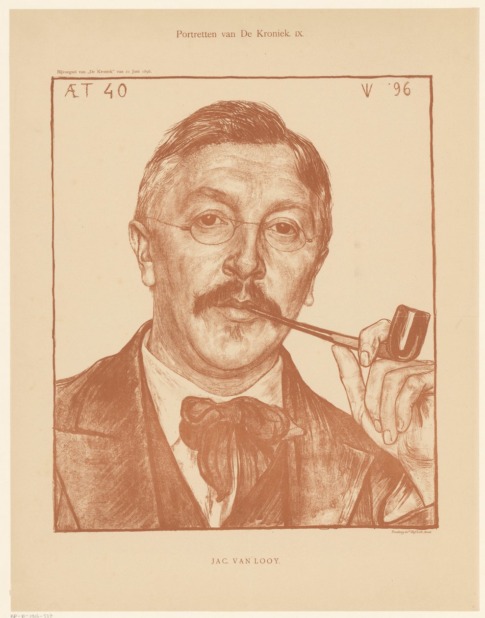 Portrett av Jac van Looij Portretter av De Kroniek (serietittel på objekt) av Jan Veth