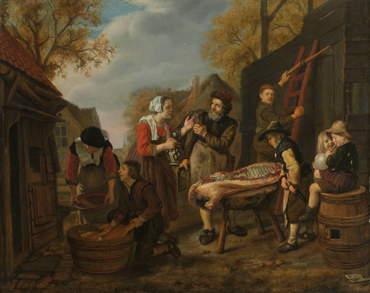 Slakt av en gris av Jan Victors