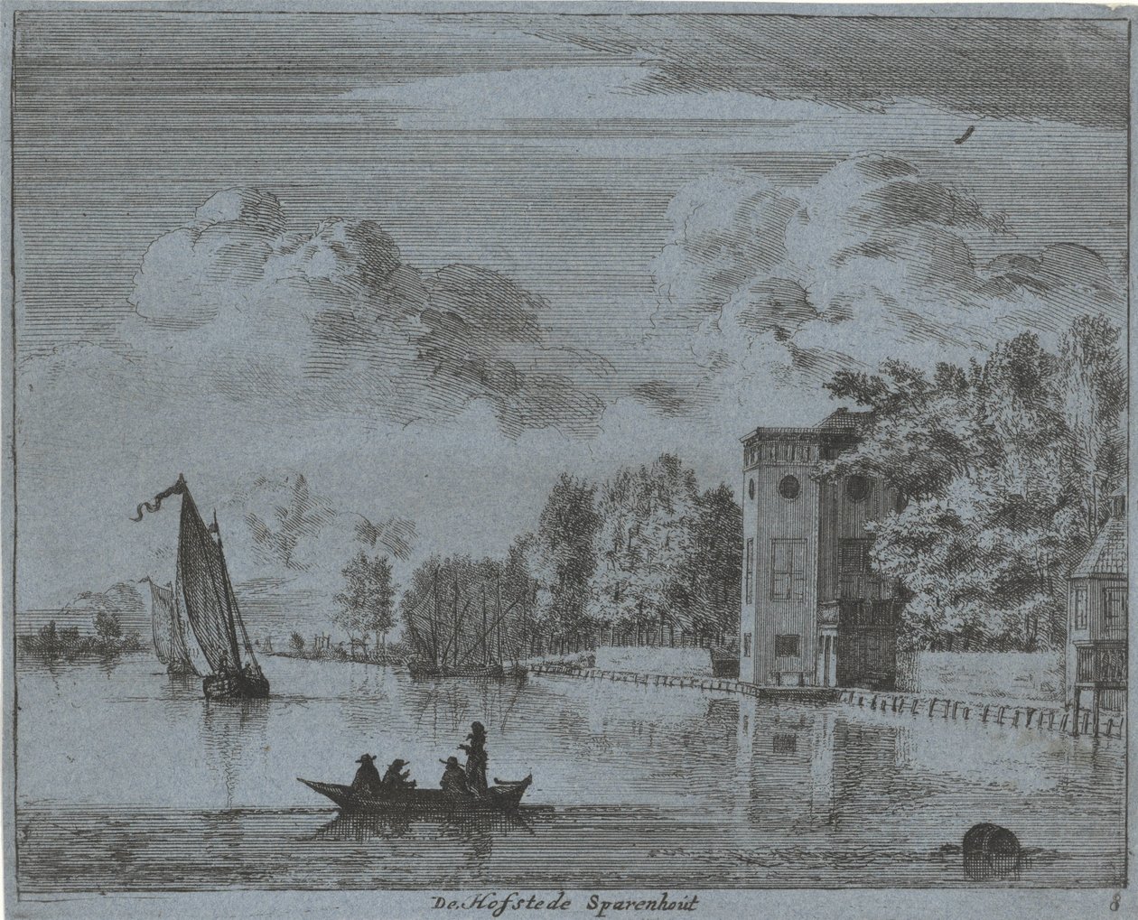 Utsikt over Savenhout-gården i Haarlem Hofstede Sparenhout (tittel på objekt) Landskap i Haarlem-området (serietittel) Gesigten utenfor Haarlem, Utført av. J.V.V. (serietittel på objekt) av Jan Vincentsz. van der Vinne