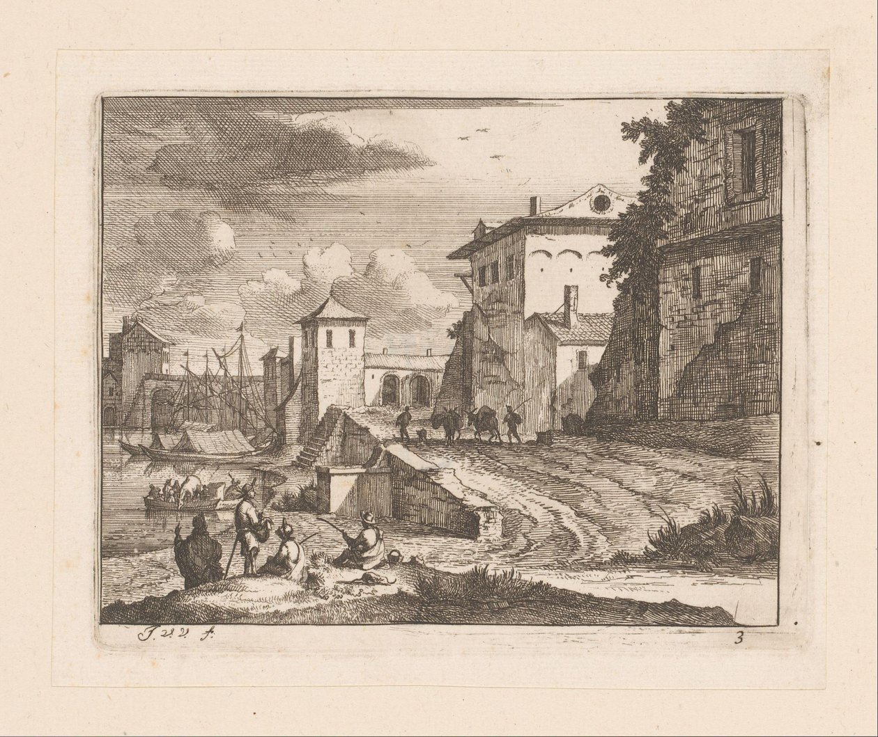 Kaier i en italiensk havn av Jan Vincentsz. van der Vinne