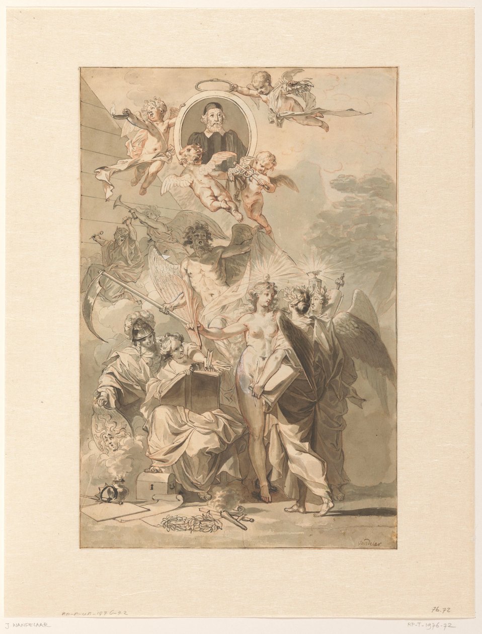 Frontispice-design for Edward Simson, Chronicon Catholicon av Jan Wandelaar