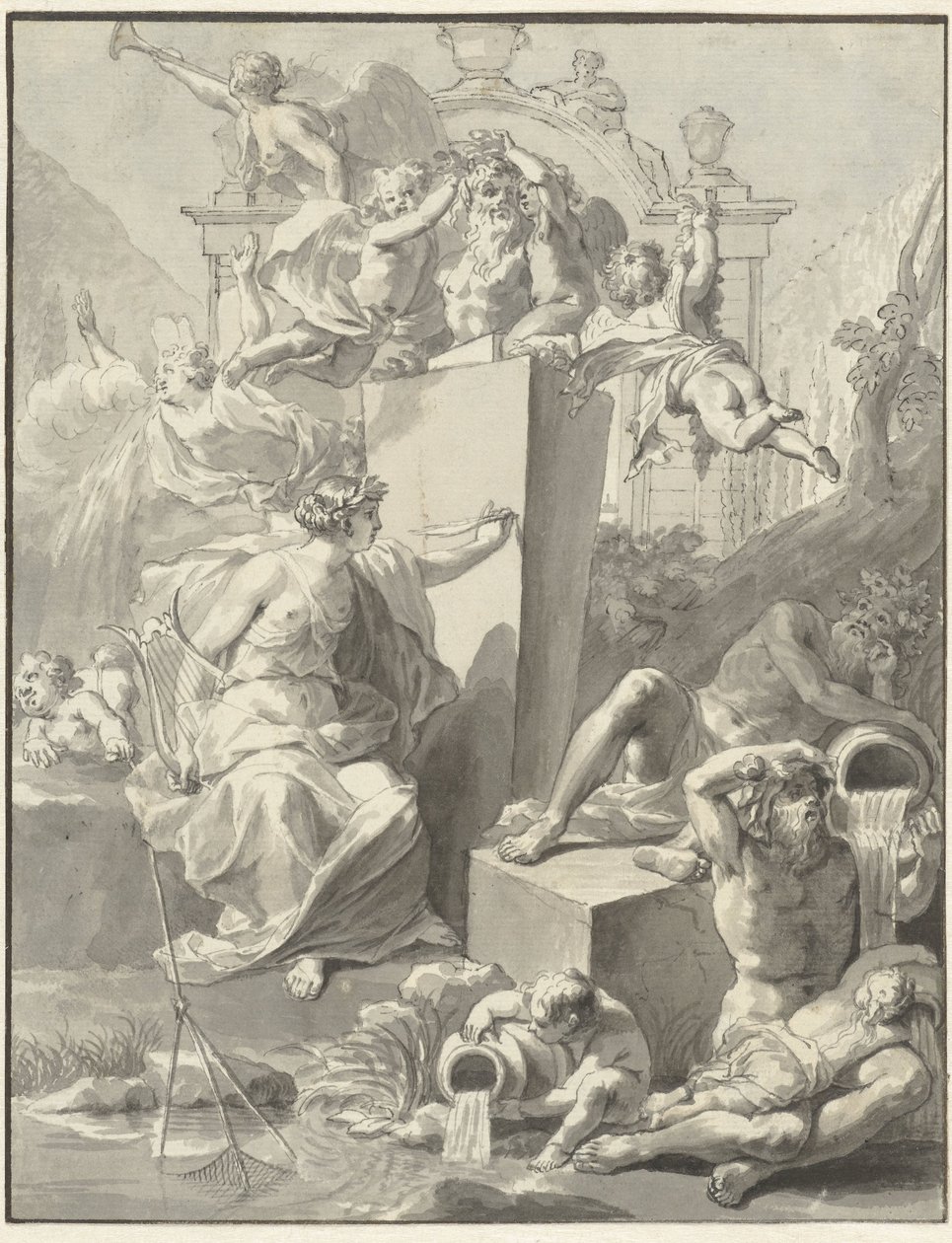 Design for tittelsiden av W. van der Hoeven, Westermeer, 1721 av Jan Wandelaar