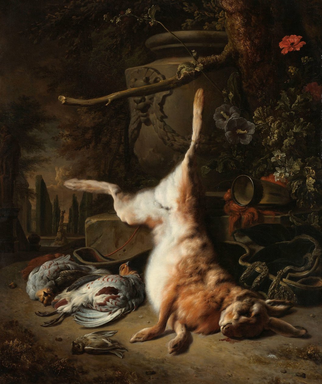 Stilleben med en hare og annet spill Stilleben med hare og andre jakttrofeer av Jan Baptist Weenix