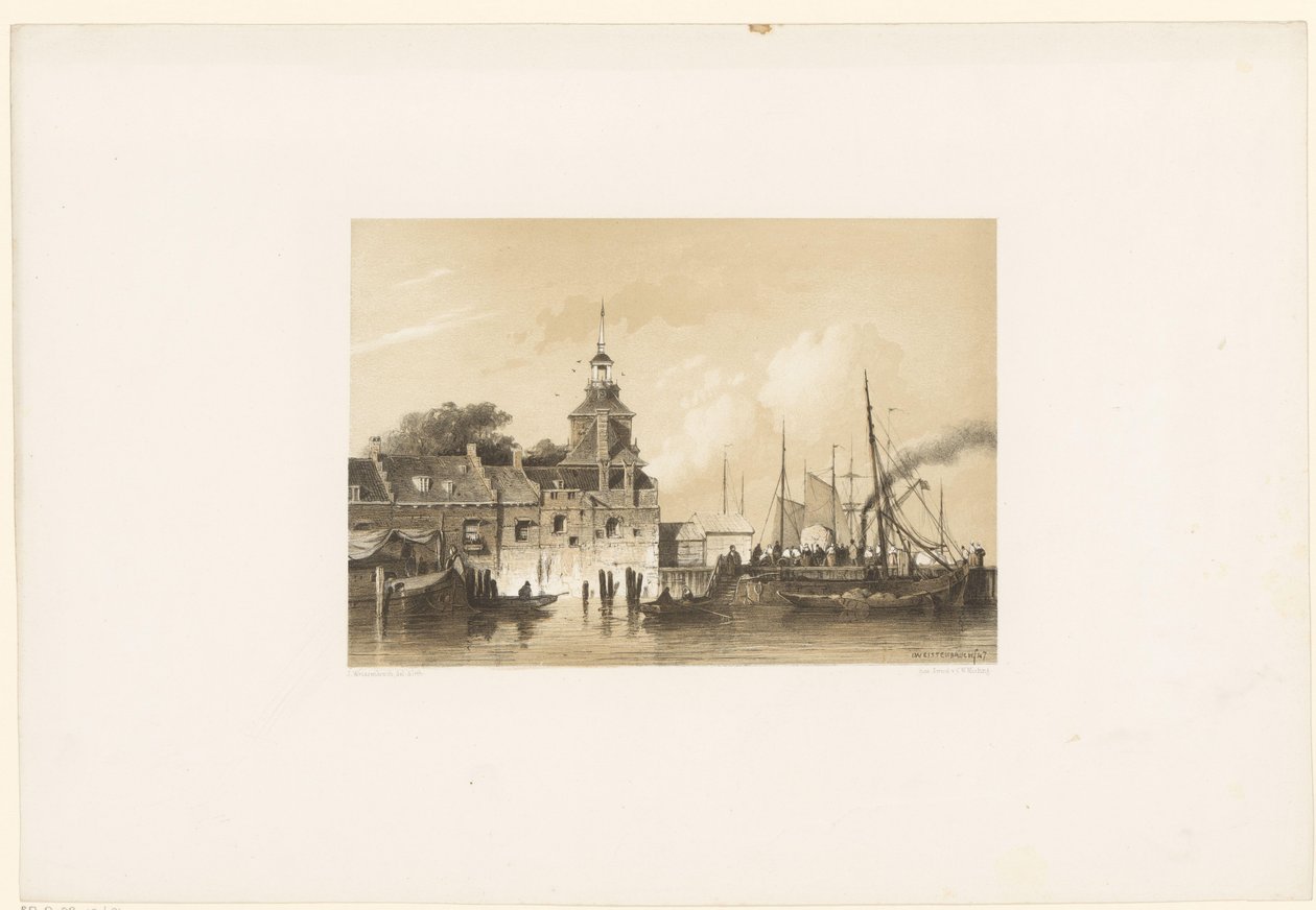 Utsikt over den gamle hovedporten i Rotterdam av Jan Weissenbruch