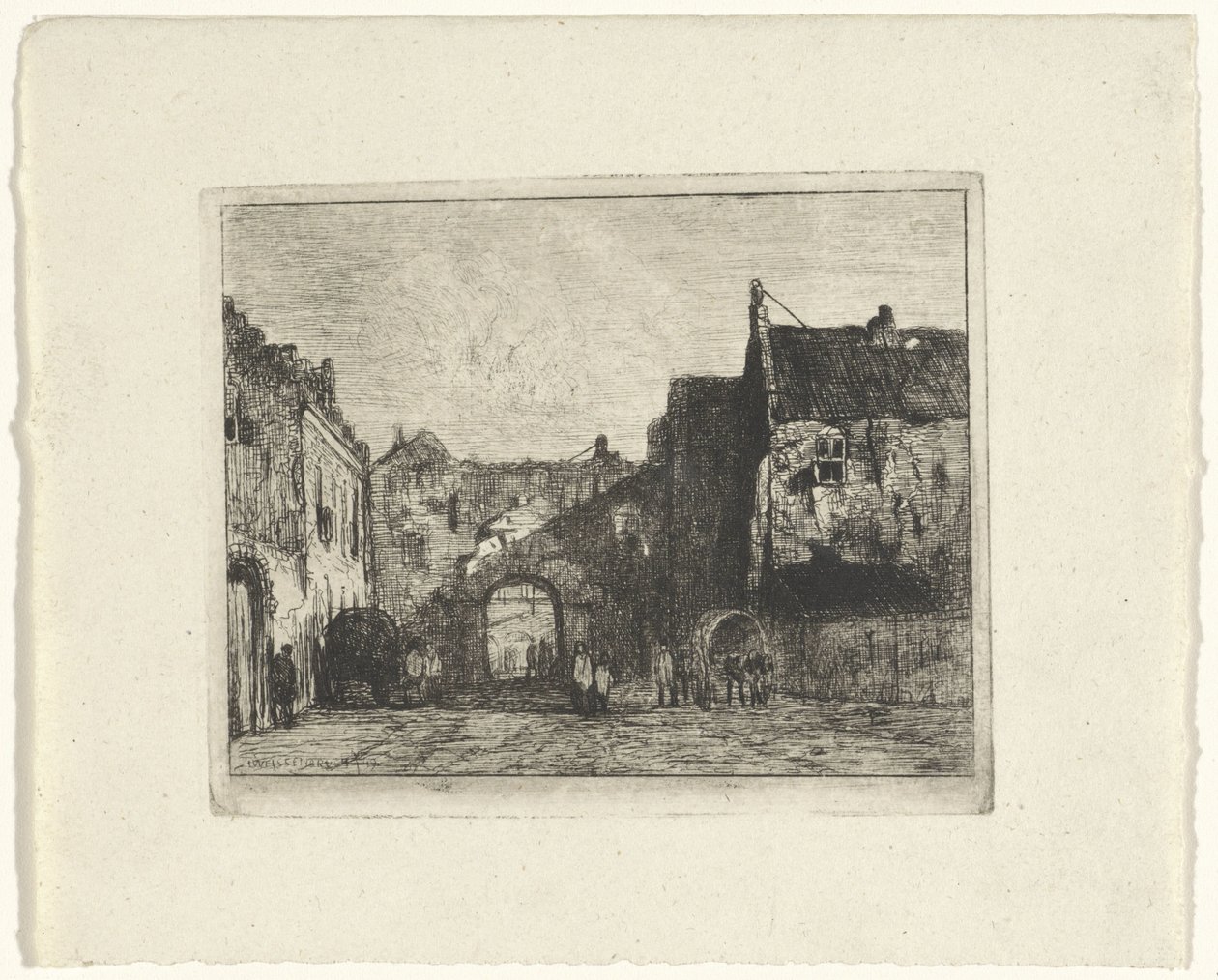 Utsikt over Binnenhof av Jan Weissenbruch