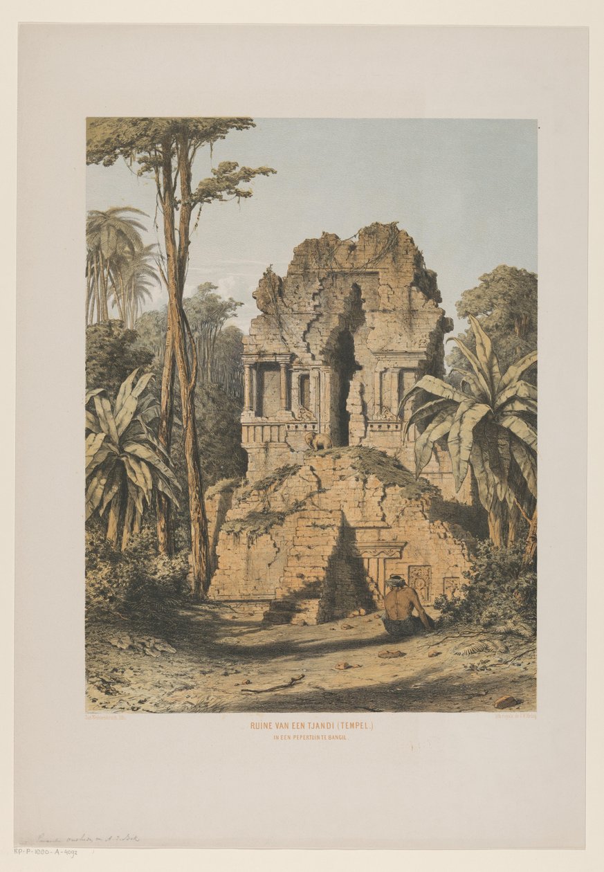 Ruin av et tempel i Bangil Ruin av et Tjandi (tempel) i en pepperhage i Bangil (tittel på objekt) av Jan Weissenbruch