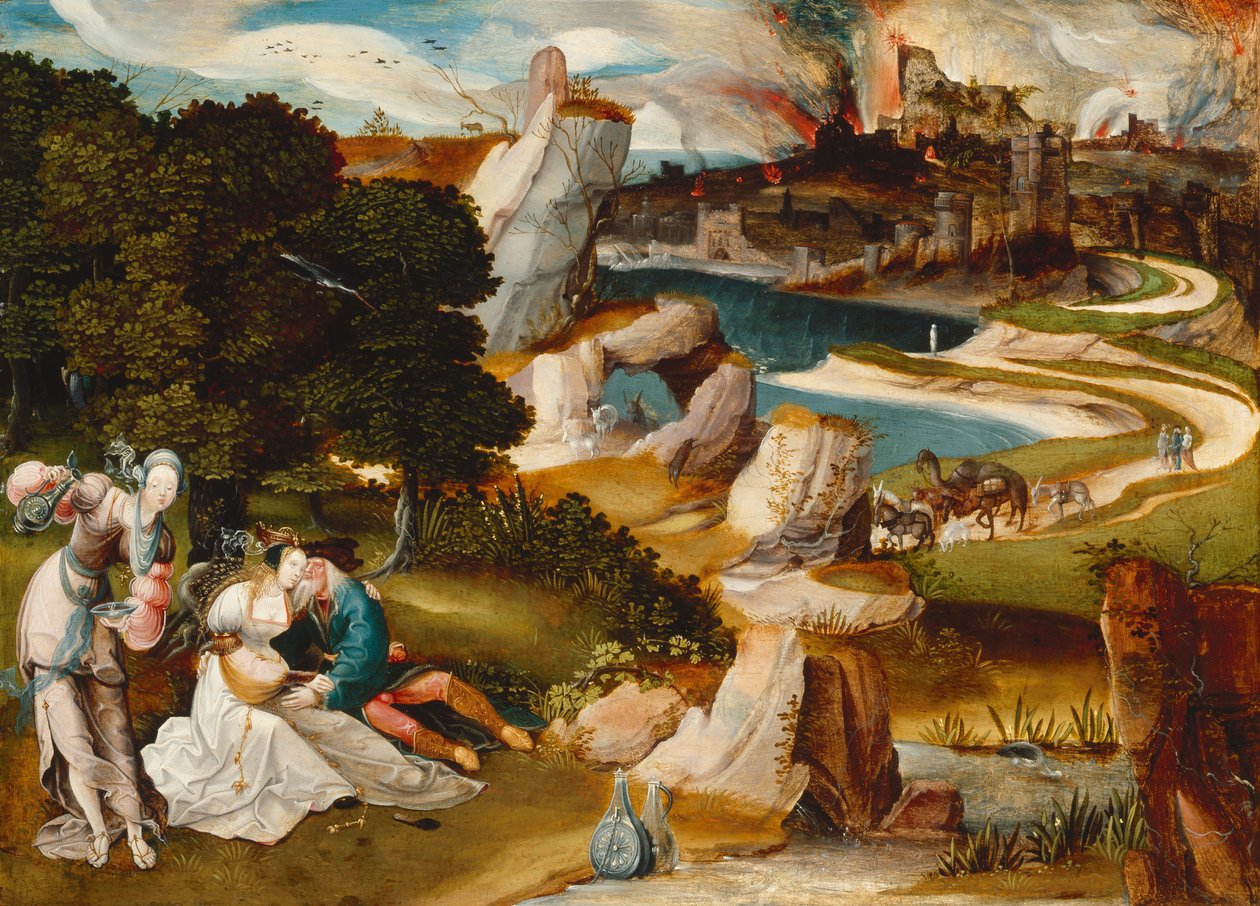 Lot and His Daughters, 1523 (olje på eikepanel) av Jan Wellens de Cock