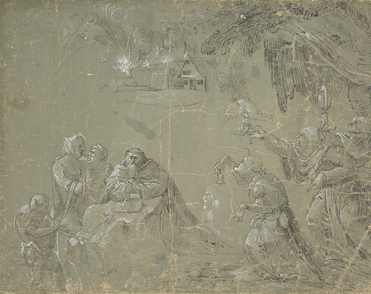 Temptation of St. Anthony recto, Fantastic Landscape verso, ca. 1520. av Jan Wellens de Cock.
