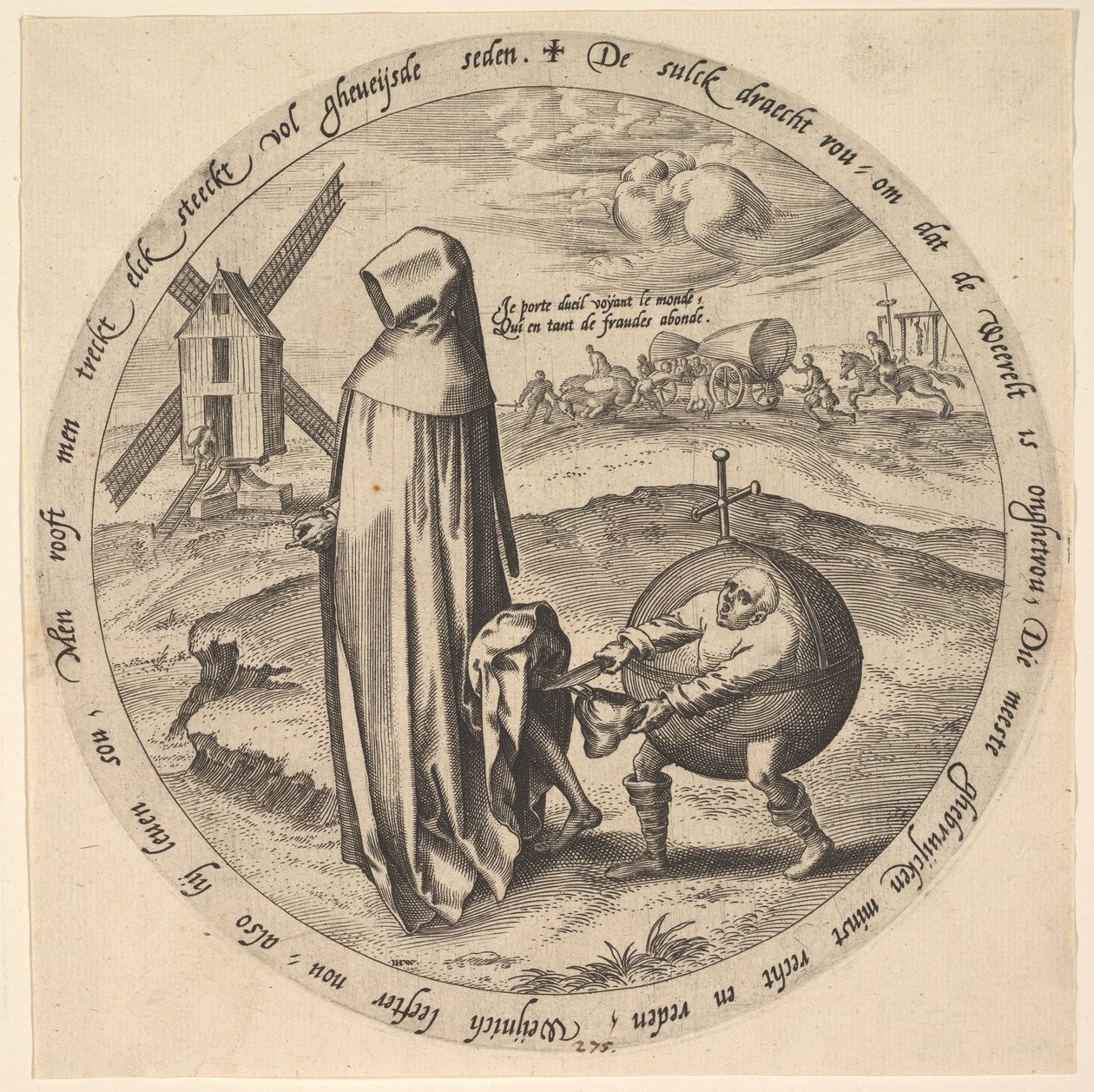 Misantropen ranet av verden, fra tolv flamske ordspråk, ca. 1568. av Jan Wierix