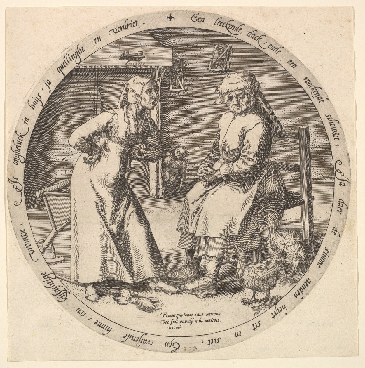 Den skjellende kvinnen og den kaklende høna, ca. 1568. av Jan Wierix