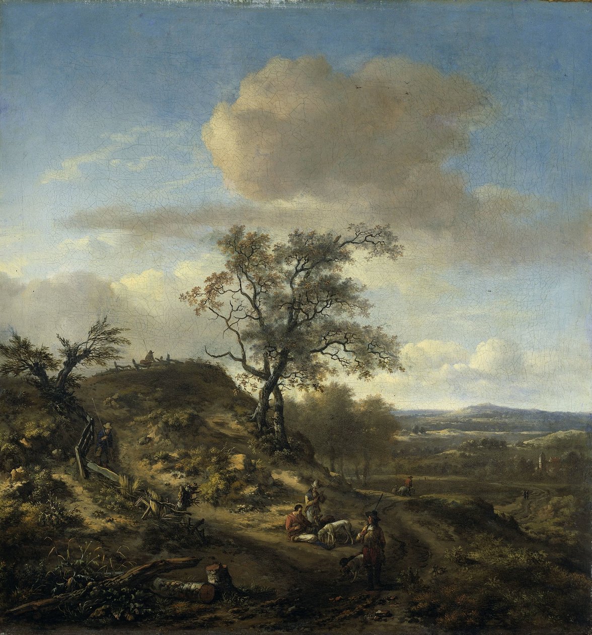 Landskap med en jeger og andre figurer av Jan Wijnants