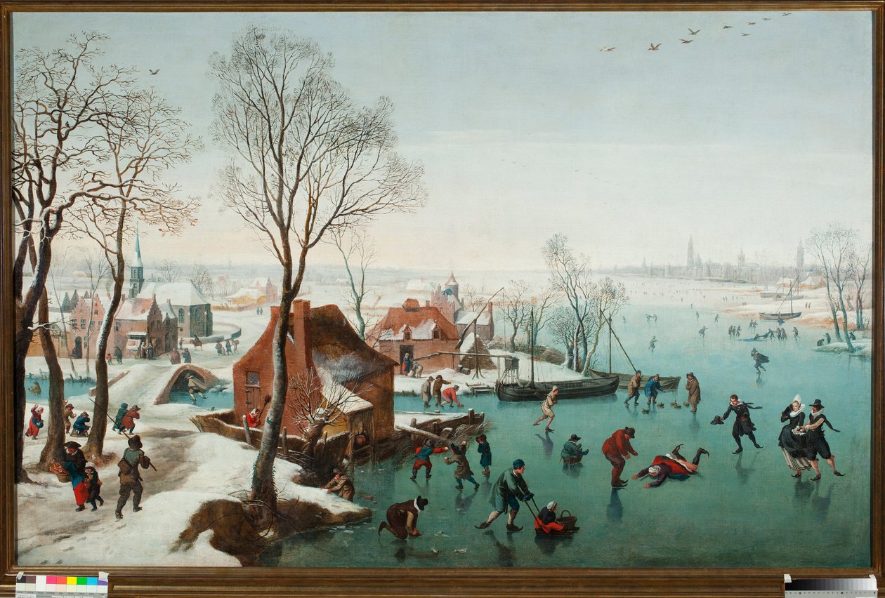 Desember, skatere på en innsjø gele (desember, skatere på en iset innsjø) Maleri av Jan Wildens (1586-1653) av Jan Wildens