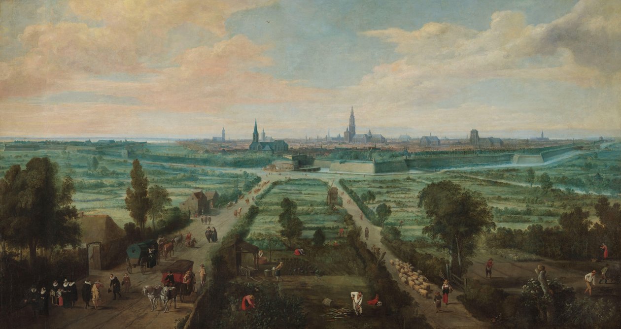 Panoramautsikt over Antwerpen fra øst av Jan Wildens