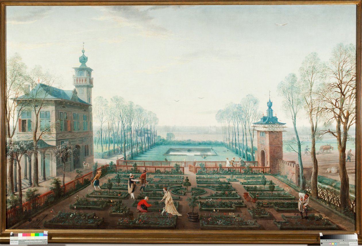 April måned, arbeider i hagen (april, hagearbeid) Maleri av Jan Wildens (1586-1653) av Jan Wildens