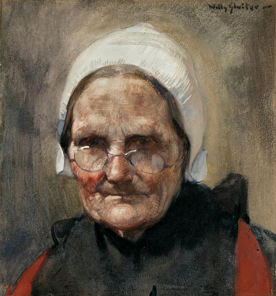 Katwijkse Visvrouw, eller Fishwife of Katwijk (akvarell, gouache og blyant på papir) av Jan Willem Sluiter