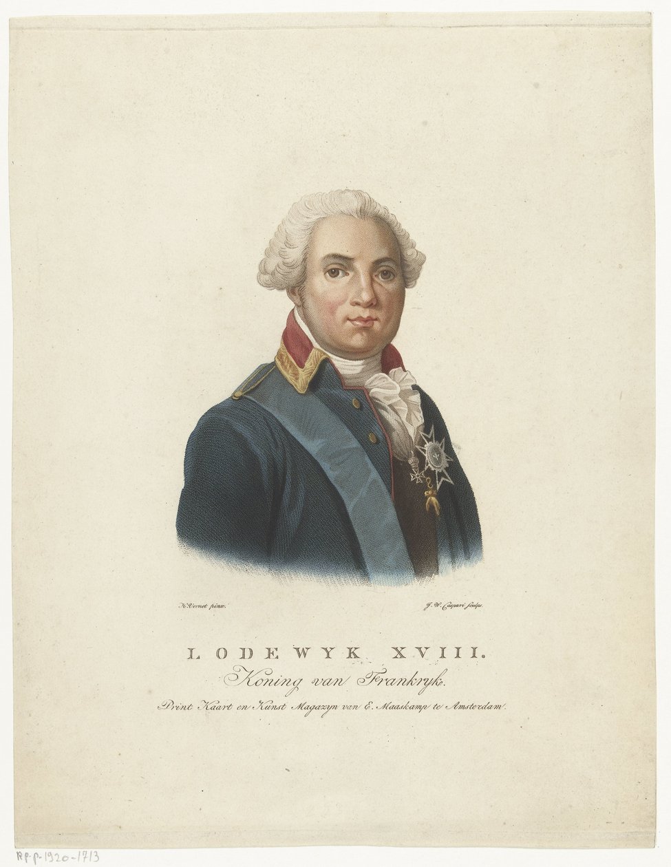 Portrett av Louis XVIII, konge av Frankrike av Jan Willem Caspari