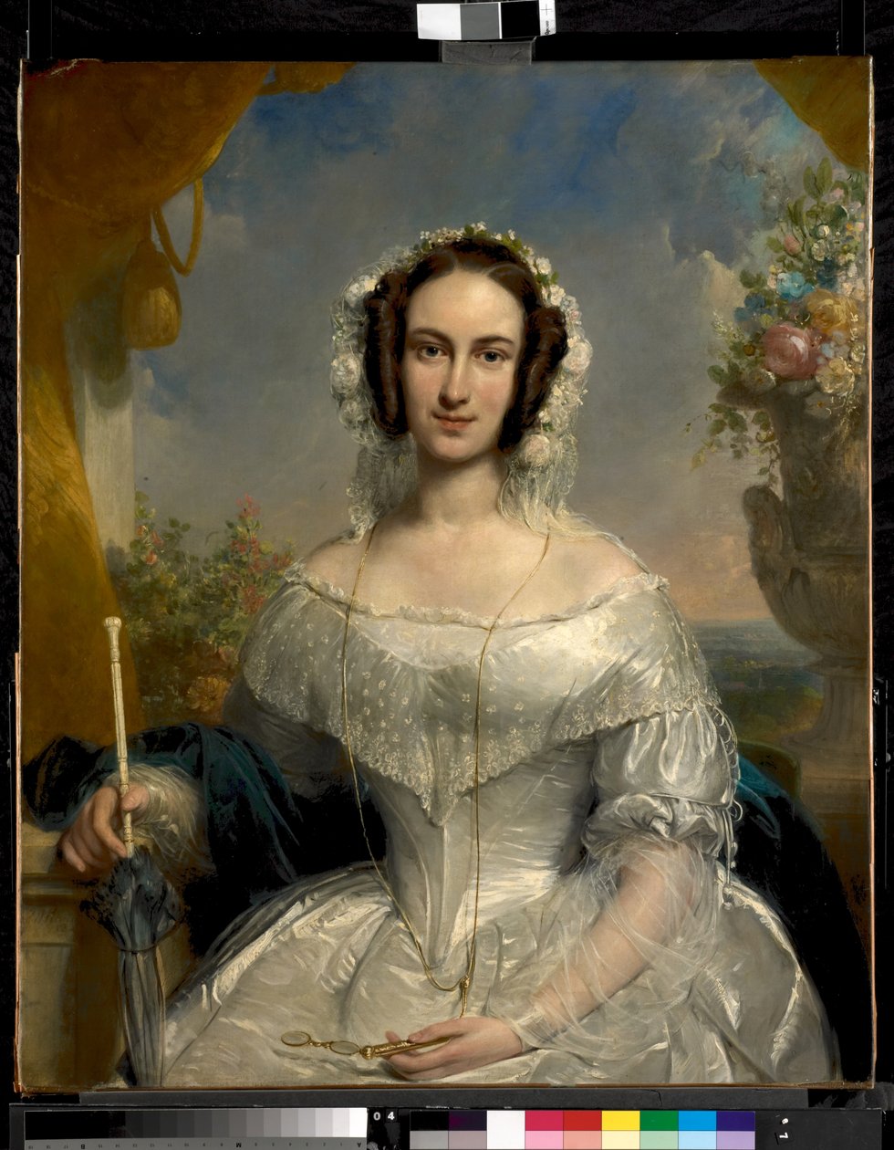Brudeportrett av Agatha Petronella Hartsen (1814-1878), kone til Jan van der Hoop (1811-1897) av Jan Willem Pieneman