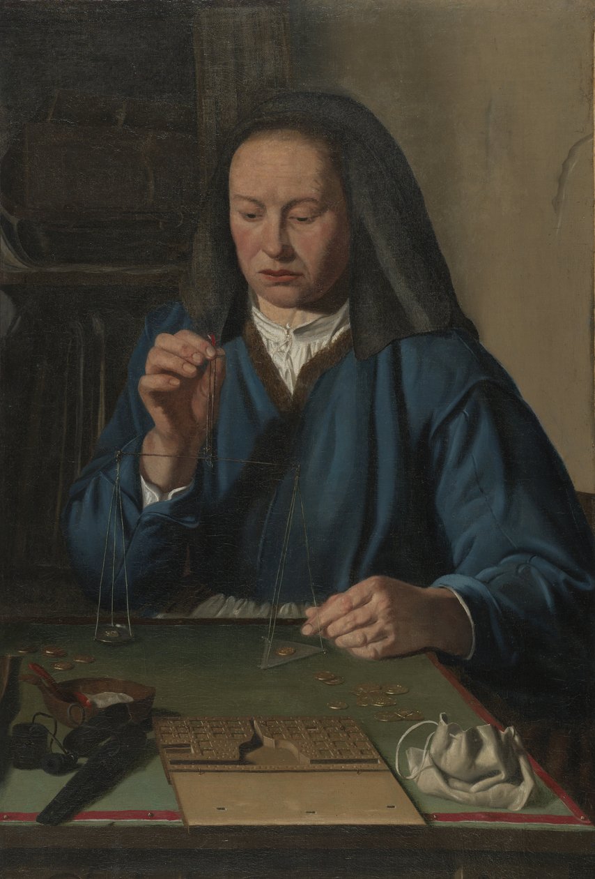 Kvinne som veier gull, ca. 1630 av Jan Woutersz.