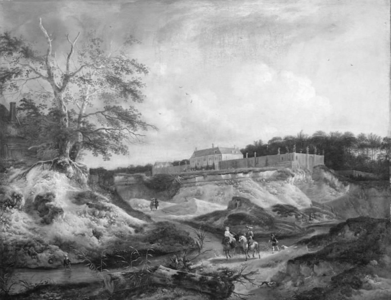 En herregård på en bratt krittbakke av Jan Wouwerman