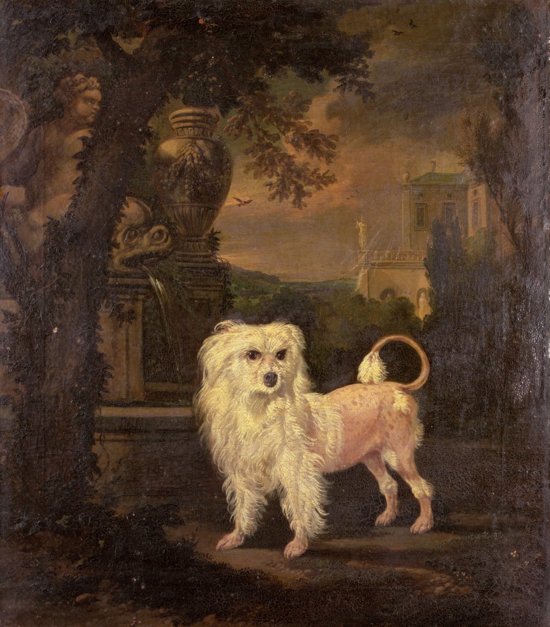 En Lowchen ved en fontene av Jan Wyck