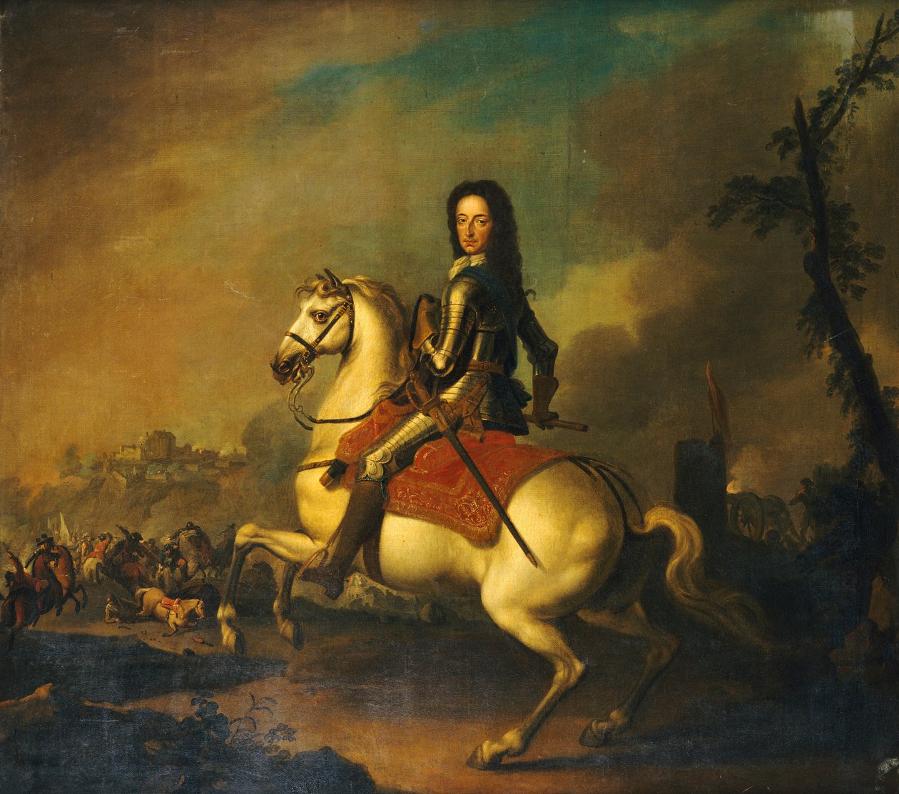 Portrett av kong William III i slaget ved Boyne i 1690 av Jan Wyck