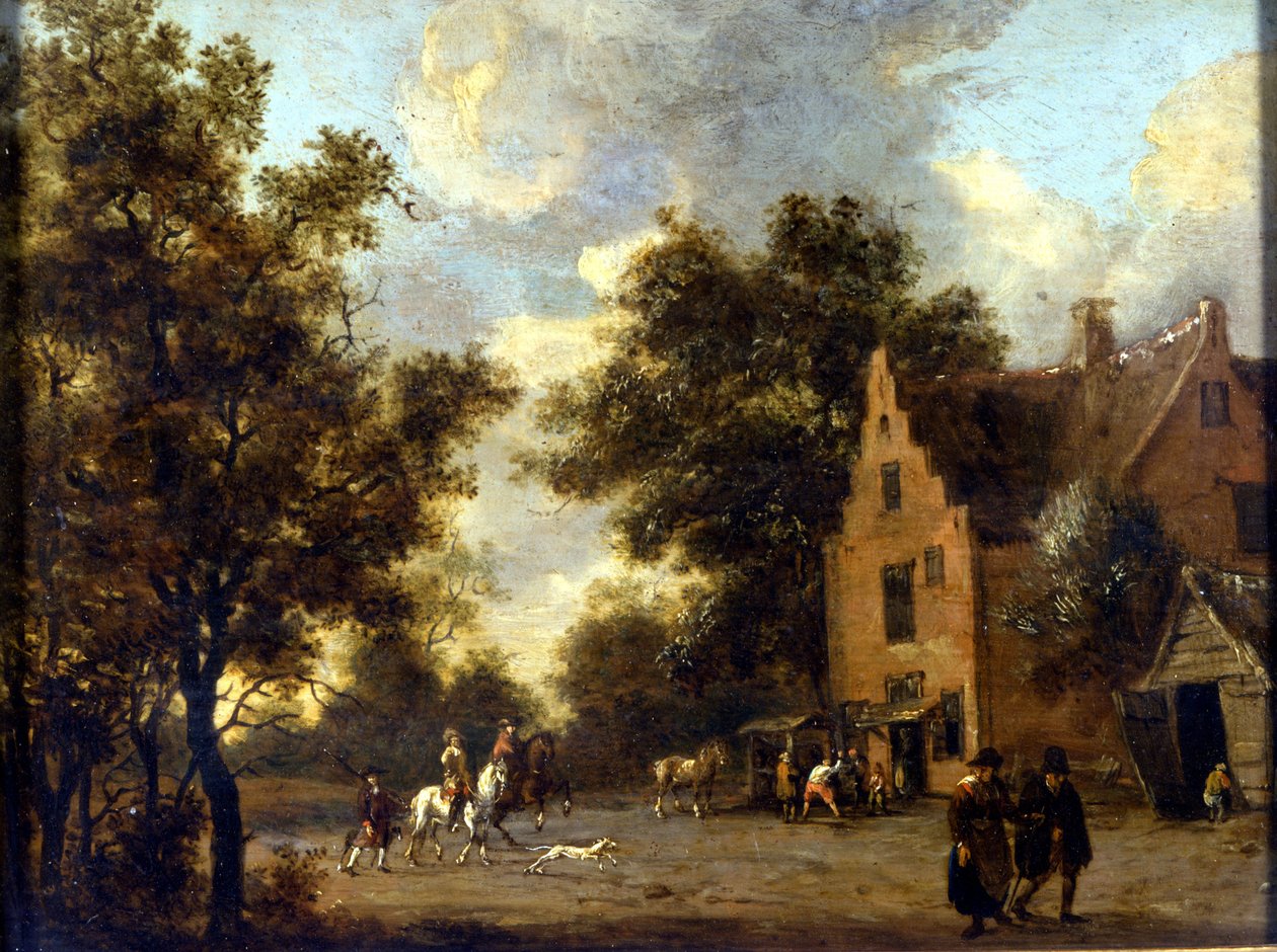 Landskap og verksted til Marshal Ferrand. Maleri av Jan Wynants (1630 - 1684). Milano, Museo del Castello av Jan Wiynants