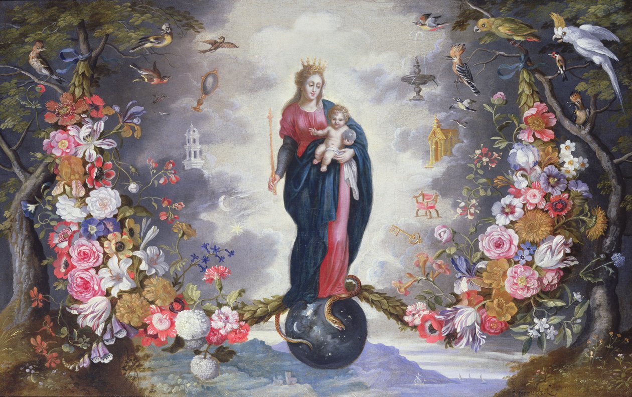 Jomfruen og barnet omgitt av en krans av Jan and Balen, Hendrik van Brueghel