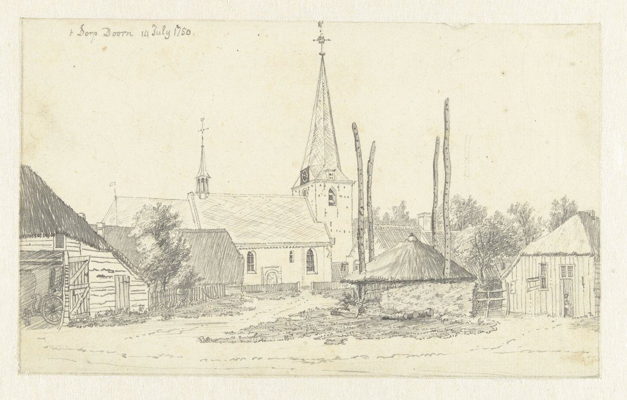 Utsikt i landsbyen Doorn, med kirken av Jan de Beijer