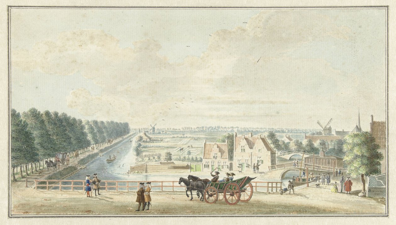 Utsikt over Wal ved Catharijnepoort i Utrecht av Jan de Beijer