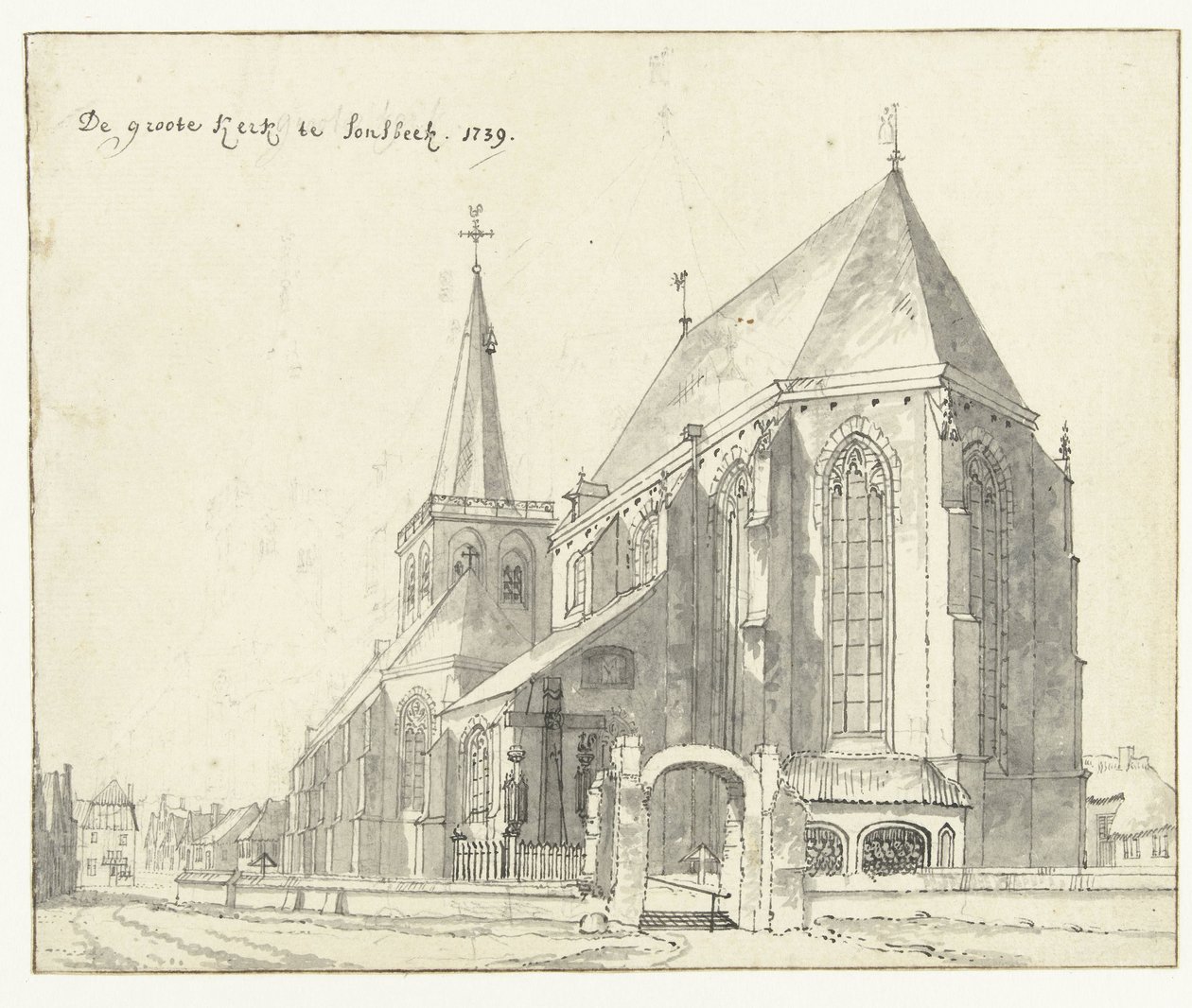 Store kirke i Sonsbeck Den store kirken i Sonsbeek (tittel på objekt) av Jan de Beijer