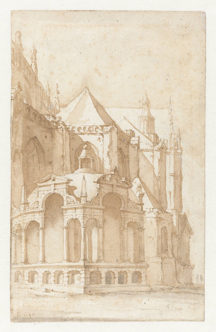 Beckeneel House ved Nieuwe Kerk i Amsterdam av Jan de Bisschop