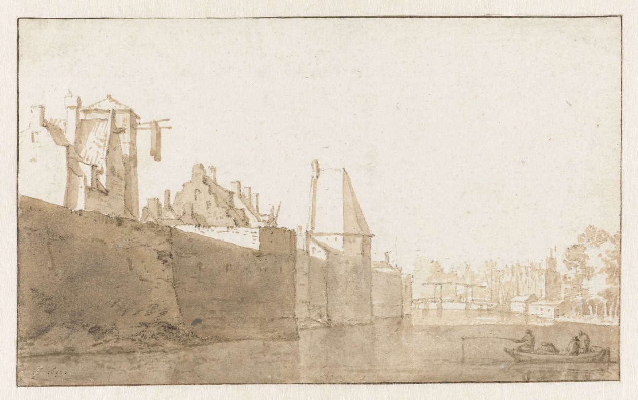 Utsikt over bymuren i Leiden av Jan de Bisschop
